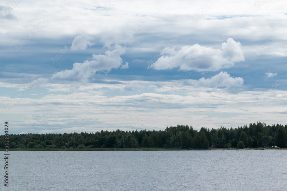 water and sky with clouds. skyline. background