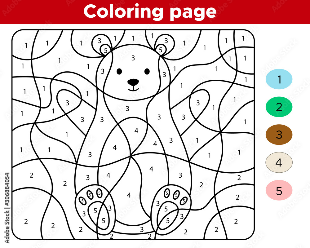 Coloring page for children. Learn numbers for preschoolers. Cute ...