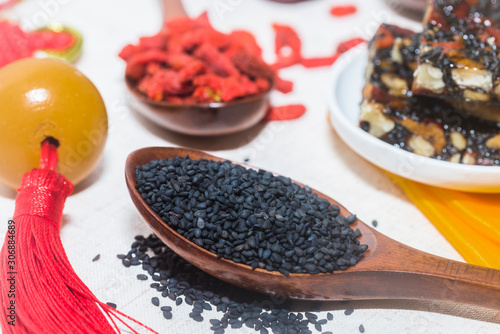 Black sesame still life close-up photo