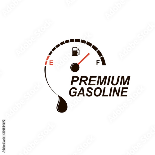gasoline fuel gauge and pump nozzle icon isolated on white background
