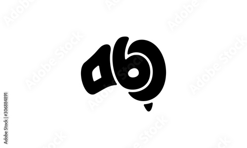 illustration logo from letter A, B, C or D or J with australia map logo design concept