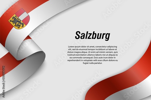 Waving ribbon or banner with flag State of Austria salzburg photo