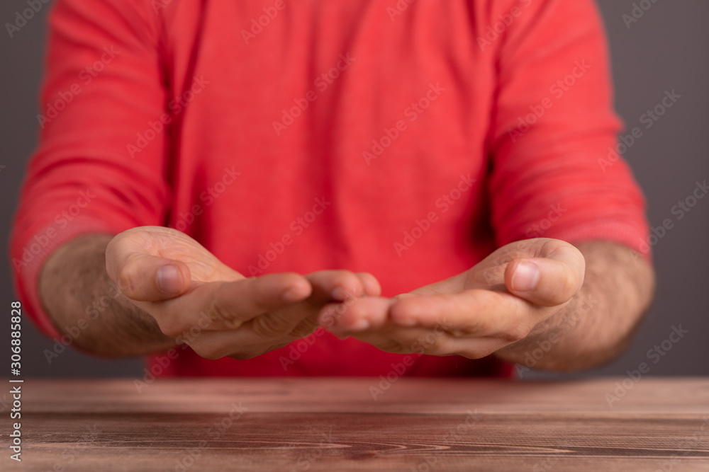 Businessman without head holding something without theme. Businessman without head holding something without theme.