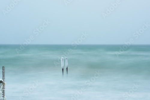 Canvas Print Winter sea landscape. Long exposure. Artistic minimalist photo.