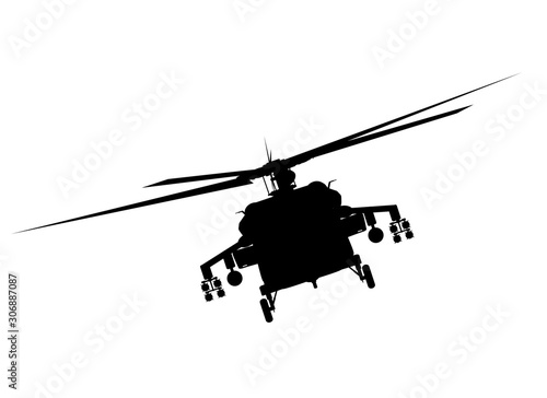 Helicopter detailed silhouette. Vector EPS 10
