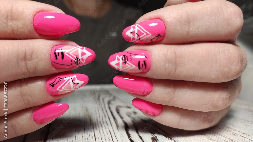 Amazing natural nails. Women's hands with clean manicure Amazing natural nails. Women's hands with clean manicure
