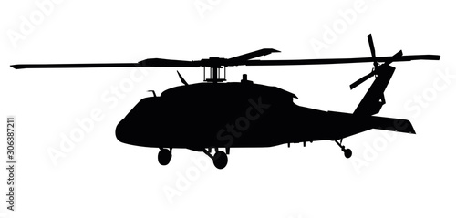 Helicopter detailed silhouette. Vector EPS 10