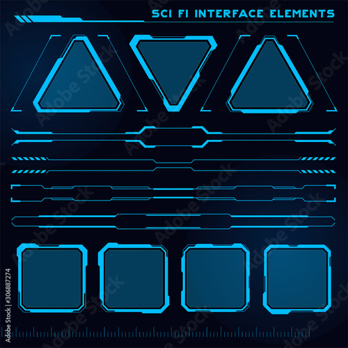 Set of Sci Fi Modern User Interface Elements. Futuristic Abstract HUD. Good for game UI. Vector Illustration EPS10