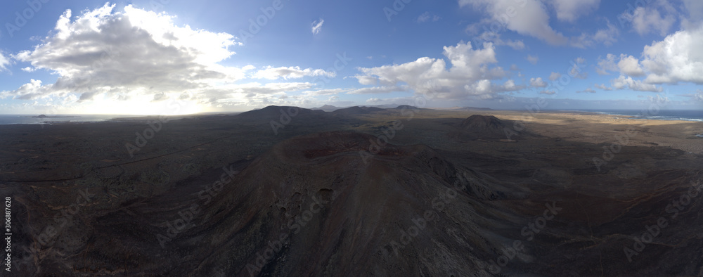Fuerteventura volcano aerial landscape view