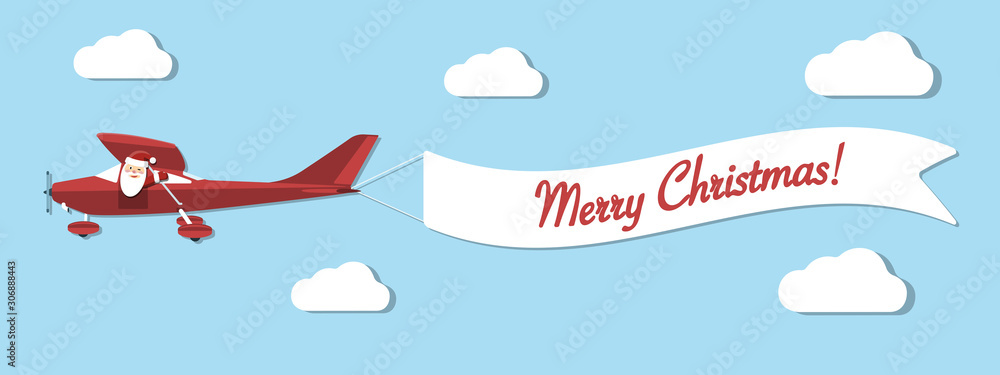 Plane with Santa Claus and banner 