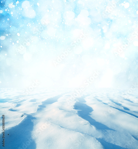 Christmas landscape with snow. © Andrey Volokhatiuk