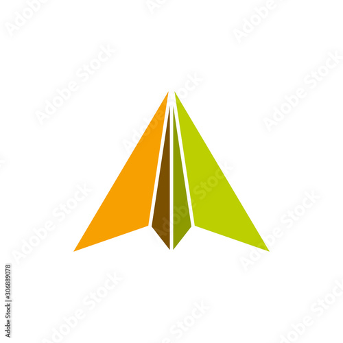 Paperplane icon design template, flat design illustration on white background