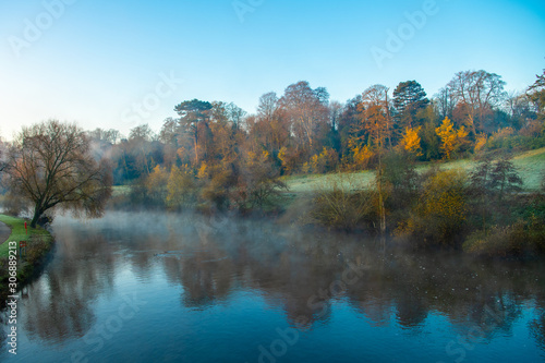 Mist On River Severn Colourful Trees