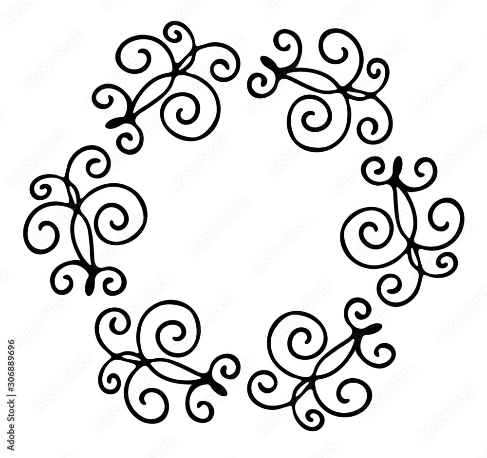 vector illustration of floral curls frame. Rustic style. Hand drawn intricately line. Black stroke. Isolated on white background. Elegant and noble. Best for wedding design. Invitation. vector illustration of floral curls frame. Rustic style. Hand drawn intricately line. Black stroke. Isolated on white background. Elegant and noble. Best for wedding design. Invitation.