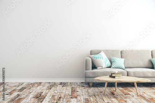 White concrete living room photo