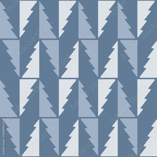 Flat colorful christmas trees seamless pattern. Repeated Xmas symbols.
