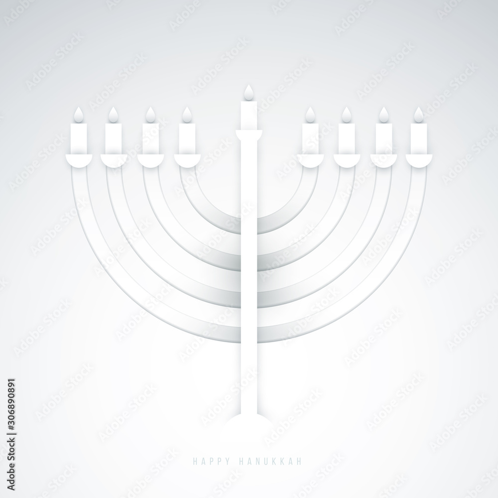 Menorah in minimal trendy geometric paper cut style. Happy hanukkah concept colorful design. Modern holiday background for greeting card, banner, cover. Vector illustration. Menorah in minimal trendy geometric paper cut style. Happy hanukkah concept colorful design. Modern holiday background for greeting card, banner, cover. Vector illustration.