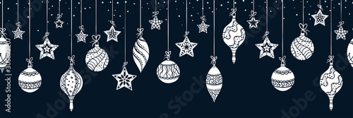Elegant Christmas baubles seamless pattern, hand drawn balls - great for textiles, wallpapers, invitations, banners - vector surface design