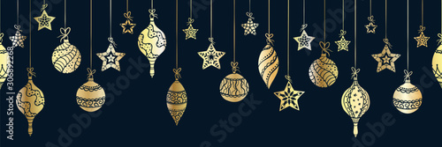 Elegant Christmas baubles seamless pattern, hand drawn balls - great for textiles, wallpapers, invitations, banners - vector surface design