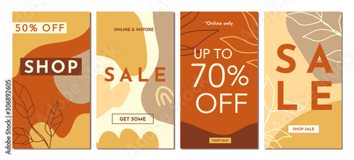 Sale Fashion stories templates set. Abstractions covers
