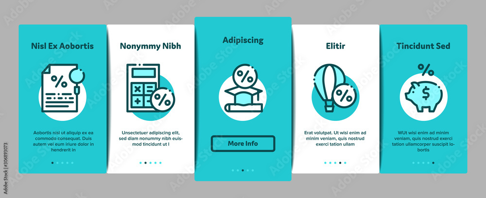 Naklejka premium Payday Loan Onboarding Mobile App Page Screen. Payday Money For Credit Of Car Or House, Education Or Travel Concept Illustrations