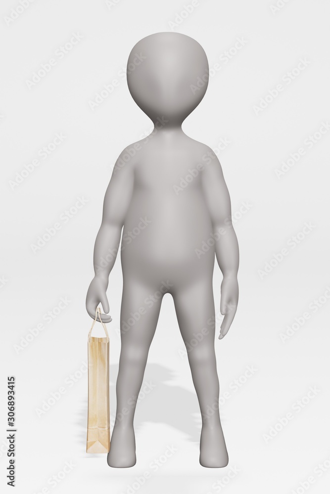3D Render of Cartoon Character with Wine Bag 3D Render of Cartoon Character with Wine Bag