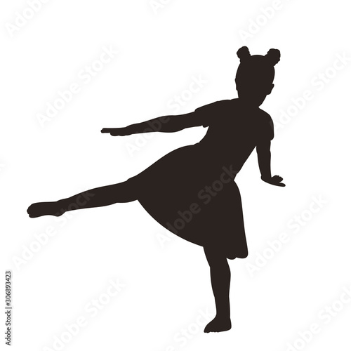 Slika na platnu black silhouette of a dancing girl child