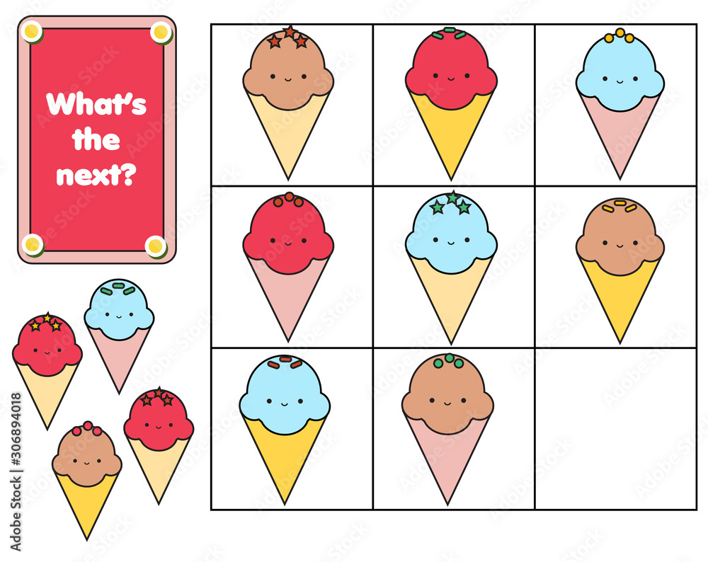 What comes next. Educational children game. Kids activity sheet