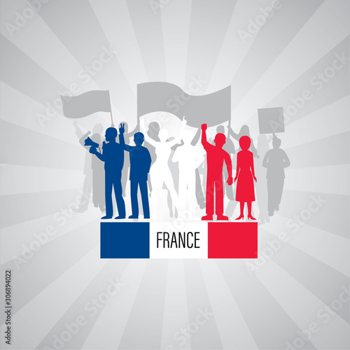 concept manifestation et grève en illustration, France 