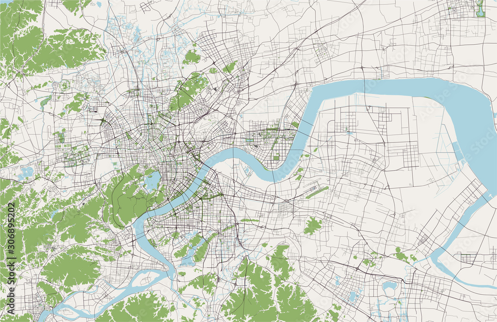 map of the city of Hangzhou, China