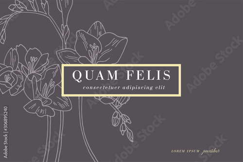 Billede på lærred Vintage card with freesia flowers