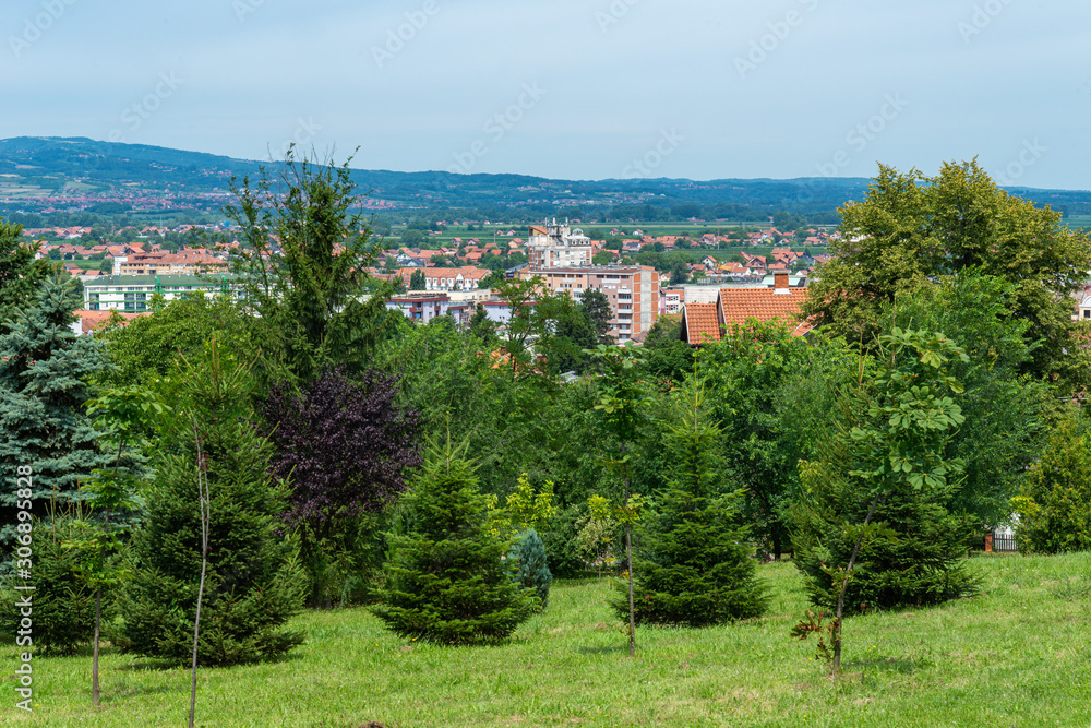 Loznica, Serbia - July 12, 2019: Panorama of Loznica, Serbia