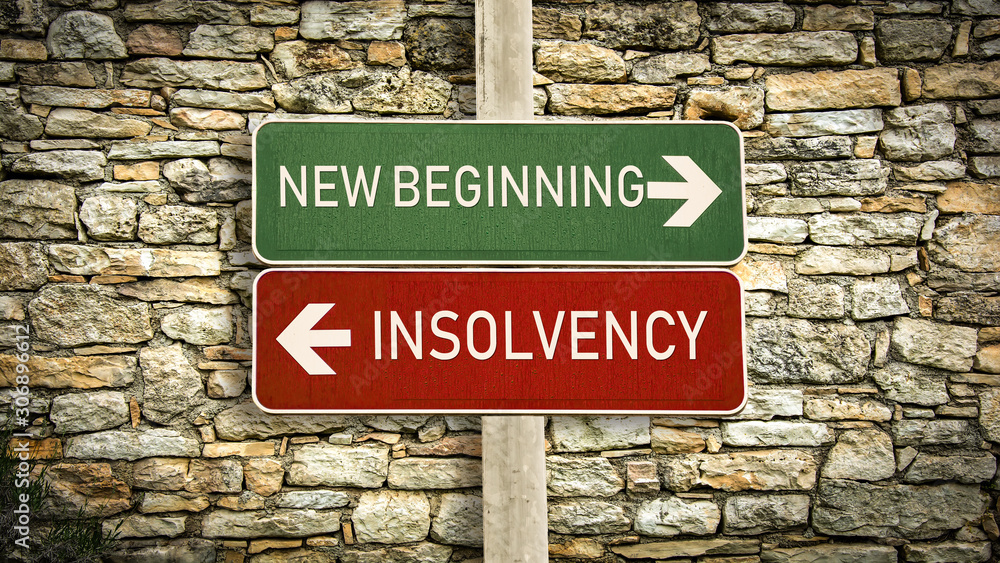 Street Sign to NEW BEGINNING versus INSOLVENCY Street Sign to NEW BEGINNING versus INSOLVENCY