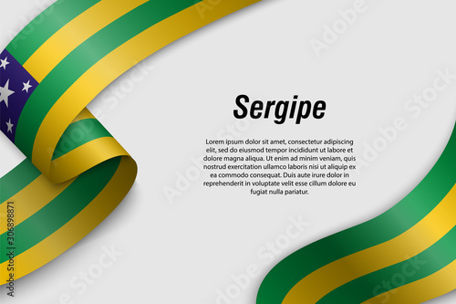 Waving ribbon or banner with flag sergipe photo