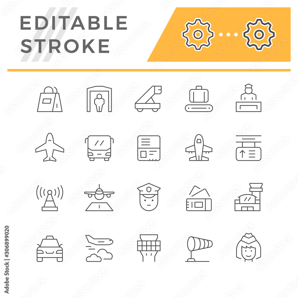 Set line icons of airport Set line icons of airport