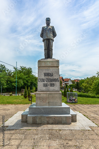 Canvastavla Loznica, Serbia - July 12, 2019: Monument to Stepa Stepanovic (1856-1929) in Loznica, Serbia