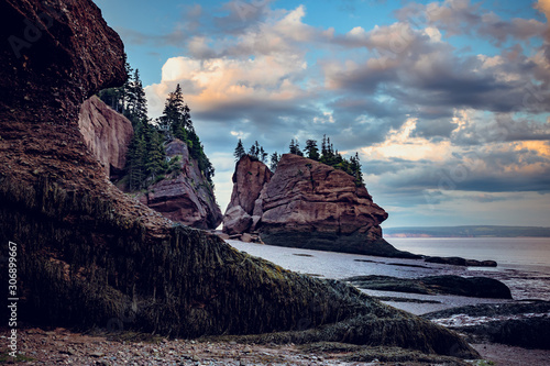 Sunset in Hopewell Rocks at low tide