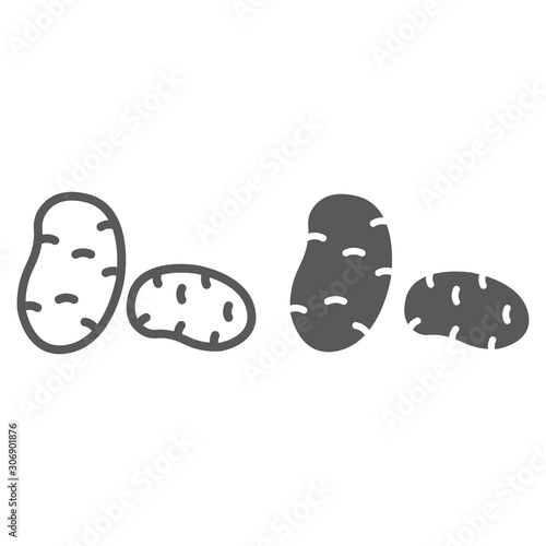 Potatoes line and glyph icon, vegetable and organic, potato sign, vector graphics, a linear pattern on a white background.