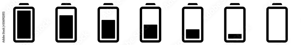 Battery Icon Black | Batteries | Charge Level Symbol | Charging Accumulator Logo | Low High Capacity Sign | Isolated Battery Icon Black | Batteries | Charge Level Symbol | Charging Accumulator Logo | Low High Capacity Sign | Isolated