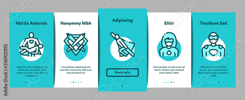 Super Hero Onboarding Mobile App Page Screen. Hero Super man Silhouette And Woman, Face Mask And Muscle Power Concept Illustrations