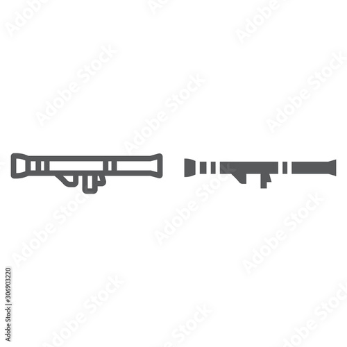 Rocket launcher line and glyph icon, army and military, weapon sign, vector graphics, a linear pattern on a white background.