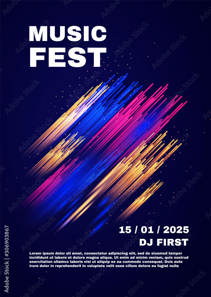 Party and show poster template. Concert, exhibition, dance party flyer ...