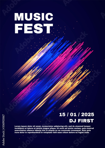 Party and show poster template. Concert, exhibition, dance party flyer. Abstract background.