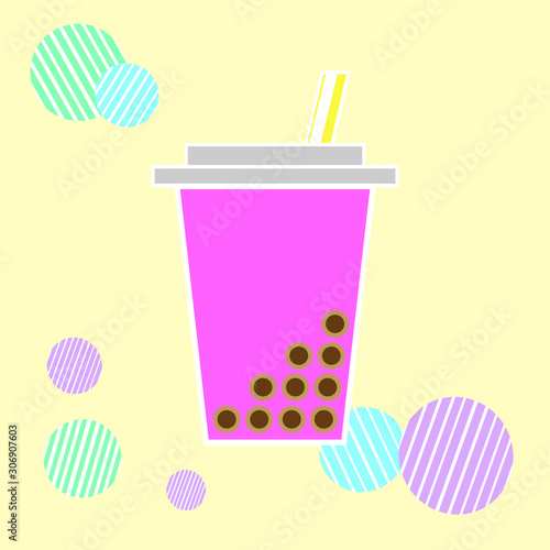 cute Bubble tea or milkshake vector