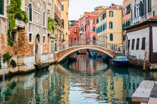 Traditional canal street in Venice, Italy © perekotypole