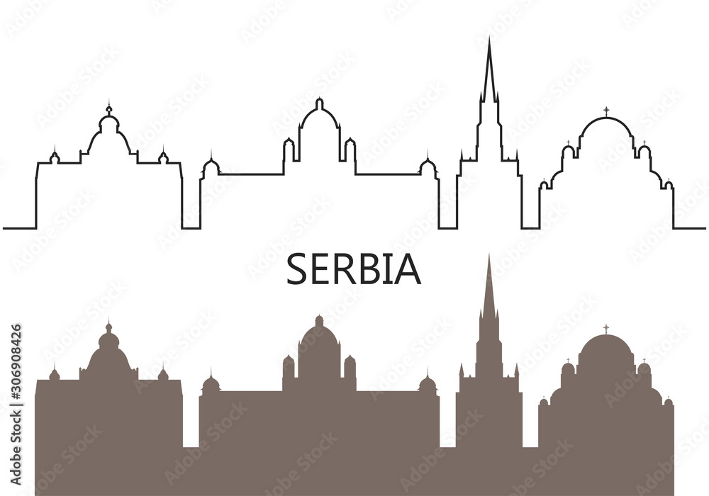 Serbia logo. Isolated Serbian Architecture on white background