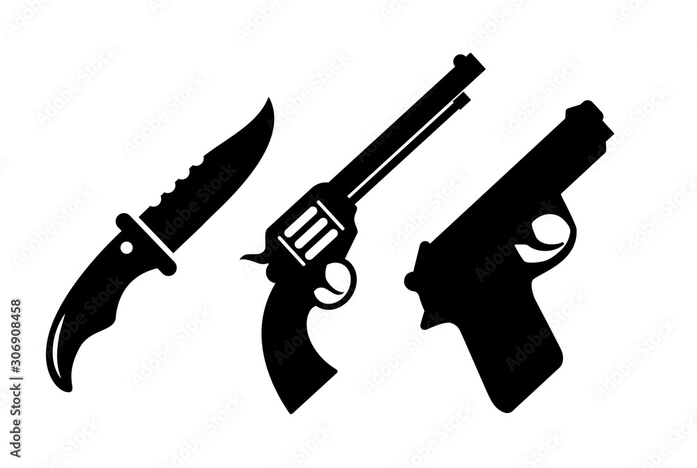 Weapon vector icon set