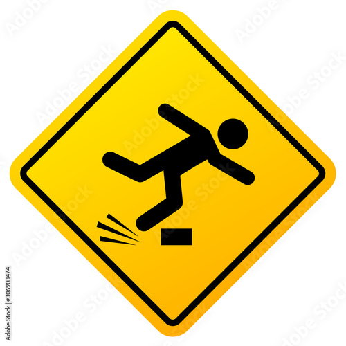 Trip hazard caution sign