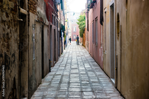 Street life in Venice. People on Giudecca island