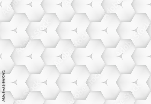 Vector seamless pattern of woven hexagonal bands. White texture illustration.